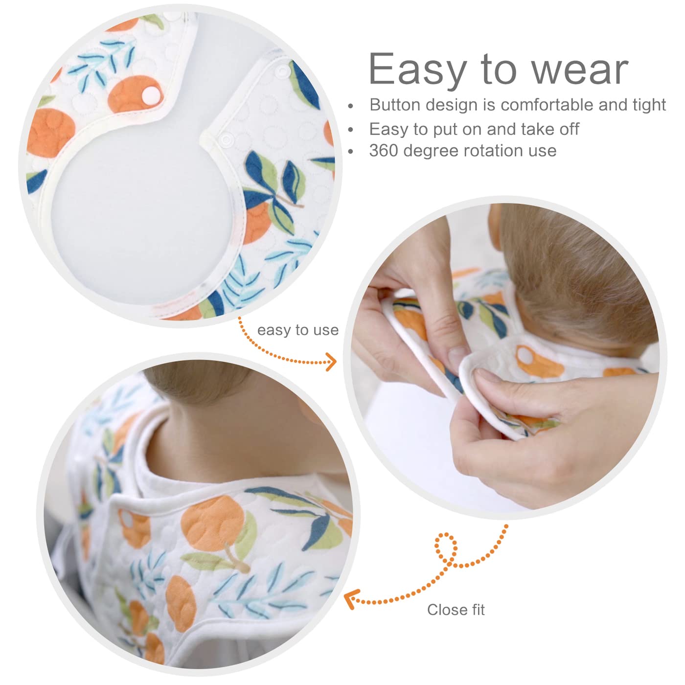 10-Pack 360 Rotate Baby Bibs for Eating and Drooling, Soft and Waterproof Bibs for Girls Boys - Image 5